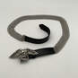 Womens Silver-Tone Black Leather Adjustable Motorcycle Waist Belt Size XL image number 1