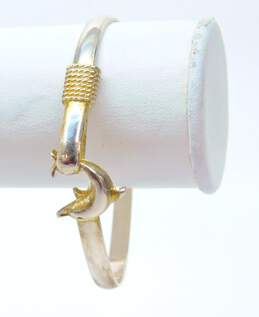Artisan 925 Sterling Silver Dolphin Hinge & 6 Wire Strand Bangle Bracelets 26.3g alternative image
