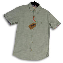 NWT Mens Green Collared Pocket Short Sleeve Button-Up Shirt Size Small