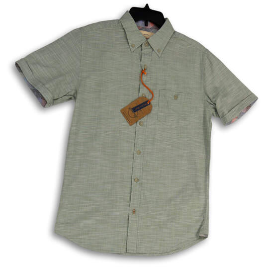 NWT Mens Green Collared Pocket Short Sleeve Button-Up Shirt Size Small image number 1
