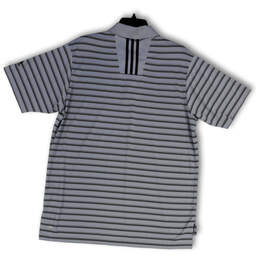 NWT Mens Gray Striped Collared Short Sleeve Side Slit Polo Shirt Size M