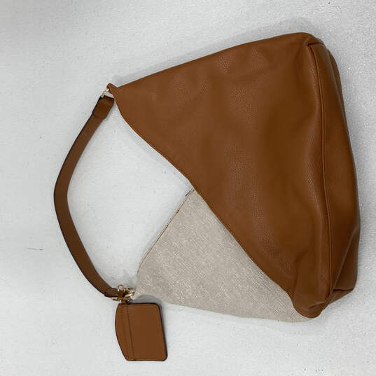 Womens Tan Brown Leather Inner Pocket Shoulder Hobo Bag W/Card Holder image number 2