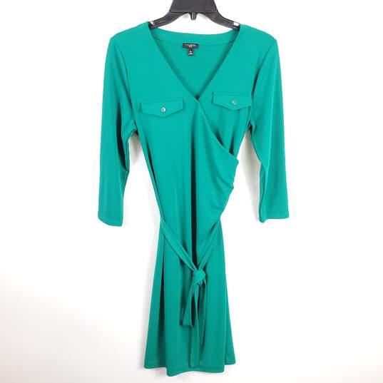 Talbots Women Green Belted Midi Dress M image number 1