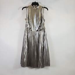 Ann Taylor Women Old Silver Lamé Dress Sz6