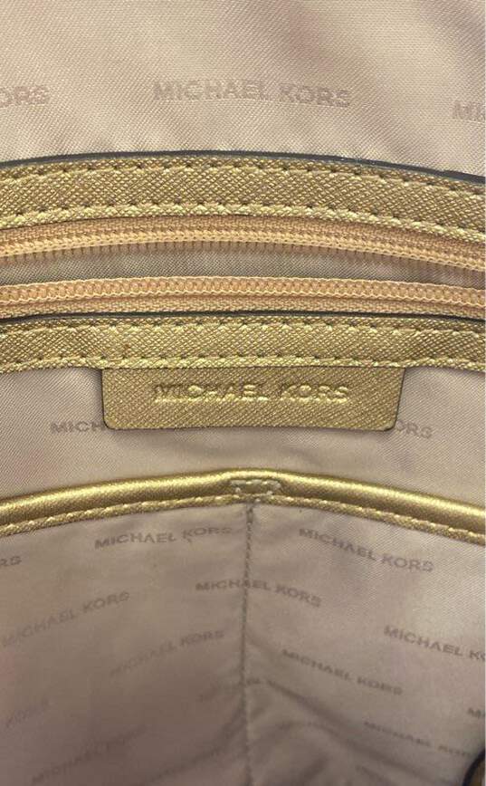 Michael Kors Voyager Gold Leather Tote Bag image number 5