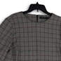 Womens Multicolor Plaid Bell Sleeve Round Neck Back Zip Shift Dress Size XL image number 3