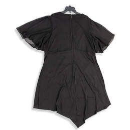 NWT Womens Black Surplice Neck Short Sleeve Back Zip Mini Dress Size 26/28 alternative image