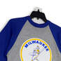 Mens Gray Blue Milwaukee Brewers Long Sleeve Pullover T-Shirt Size Medium image number 4