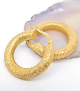 14K Yellow Gold Textured Hoop Earrings 4.2g