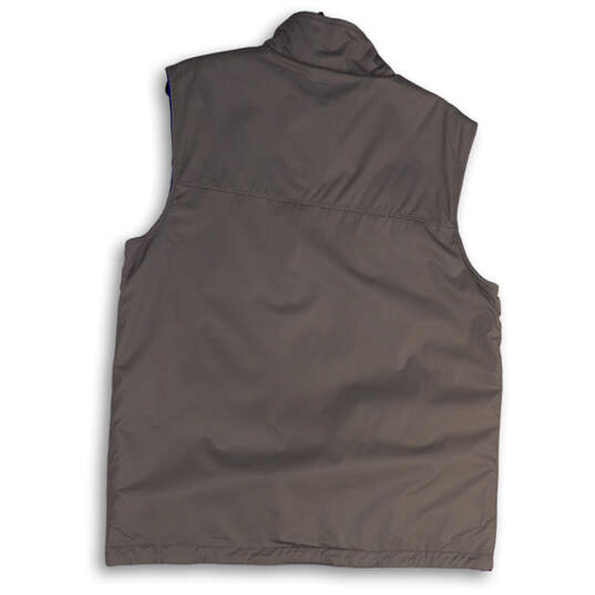 Womens Gray Blue Mock Neck Sleeveless Pockets Full-Zip Vest Size Medium image number 2