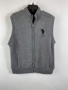 USPA Men Grey Zip Sweater Vest XXL