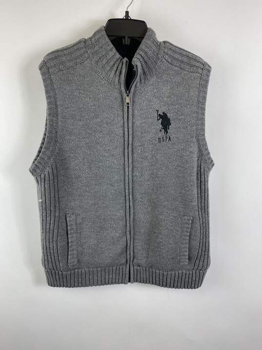 USPA Men Grey Zip Sweater Vest XXL image number 1