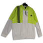 NWT Mens Yellow White Long Sleeve Full Zip Hooded Windbreaker Jacket Sz XL image number 1