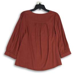 NWT Old Navy Womens Red Square Neck Long Sleeve Blouse Top Size Medium alternative image