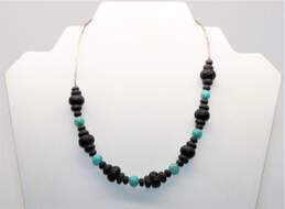 Sterling Silver Lava Rock & Dyed Howlite Beaded Necklace - 27.0g alternative image