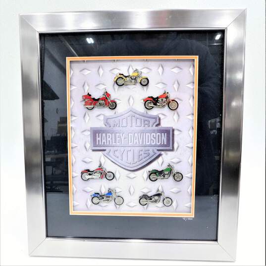 Harley Davidson Motorcycle Pin Set Framed Limited Edition 43/1000 16inx14in image number 1