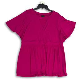 Torrid Womens Pink Studio Knit Surplice Neck Babydoll Blouse Top Size 3 Plus