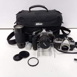 Pair of Nikon Film Cameras FM & FE w/ Large Camera Bag