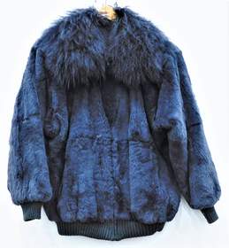 Unbranded Vintage Blue Gray Faux Fur Zip Jacket Men SZ M