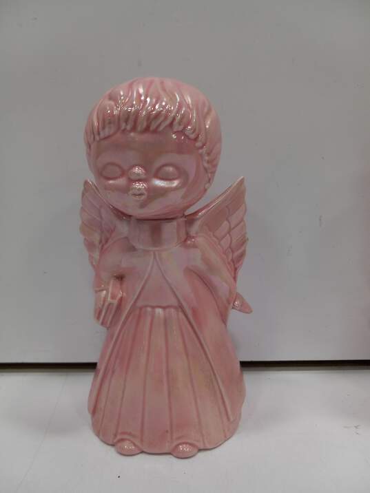 Set of Two Vintage Pink Angel Statues image number 5