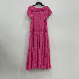 NWT Womens Pink Polka Dot Flutter Sleeve Ruffle V-Neck Maxi Dress Size 2X alternative image