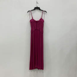 Womens Pink Criss Cross Pleated Front V Neck Back Zip Maxi Dress Size 2 alternative image
