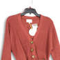 NWT Womens Maroon Long Sleeve Button Front Cardigan Sweater Size XL image number 3