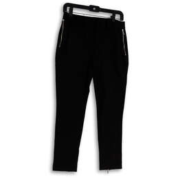 Womens Black Stretch Flat Front Pockets Skinny Leg Pull-On Ankle Pants XS