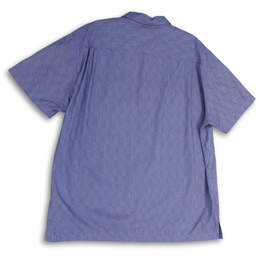 Mens Blue Spread Collar Chest Pocket Short Sleeve Button-Up Shirt Size XXL alternative image
