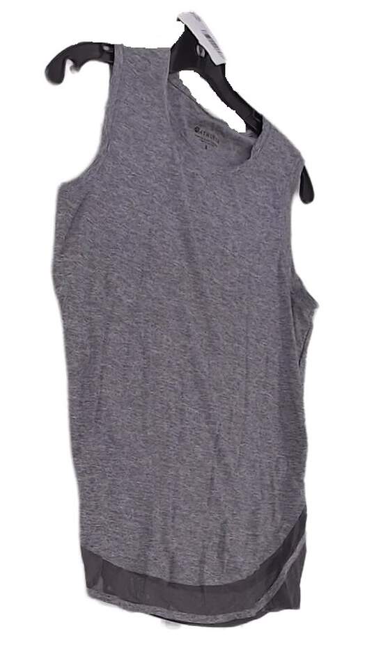 Women's Heather Round Neck Sleeveless Wide Strap Tank Top Size S image number 3