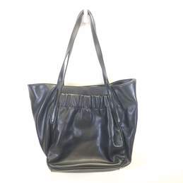 Elizabeth & James Black Faux Leather Pleated Pocket Tote Bag