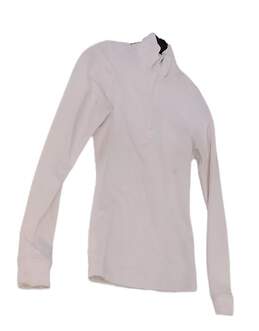 Womens Ivory Zip-Up Long Sleeve Mock Neck Pullover Sweater Size XS alternative image
