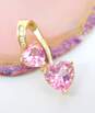 10k Yellow Gold Heart Cut Pink Sapphire & Diamond Accent Pendant Necklace 2.7g image number 1