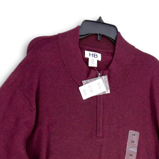 NWT Mens Purple Knitted Quarter Zip Mock Neck Long Sleeve Sweater Size 3XL image number 1