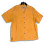 Mens Orange Floral Spread Collar Short Sleeve Button-Up Shirt Size XL image number 1