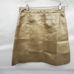 Miu Miu Women's Gold Silk Blend Mini Skirt Size 10 US w/COA