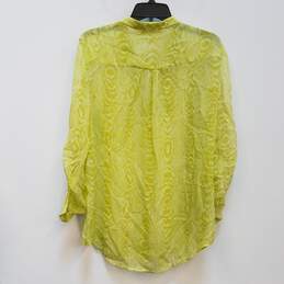 Womens Green Abstract Print Long Sleeve Pocket Button-Up Shirt Size 12 alternative image