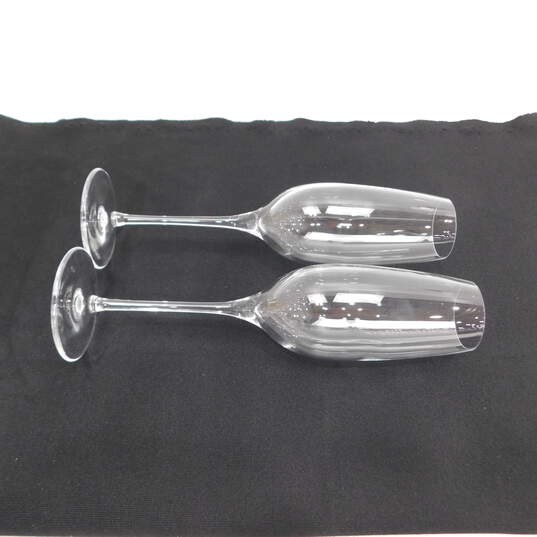 TIFFANY & Co. (2) Two Crystal Long Stem Champagne Flutes Glasses Stemware with COA image number 4