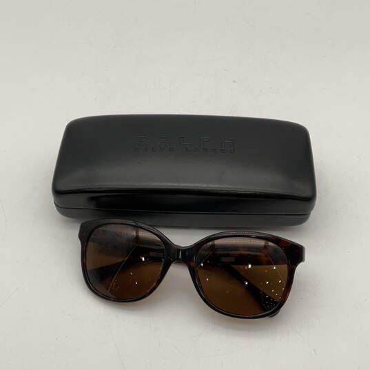 Womens RA5191 Brown Black Plastic Frame Full-Rim Cat-Eye Sunglasses W/ Case image number 1
