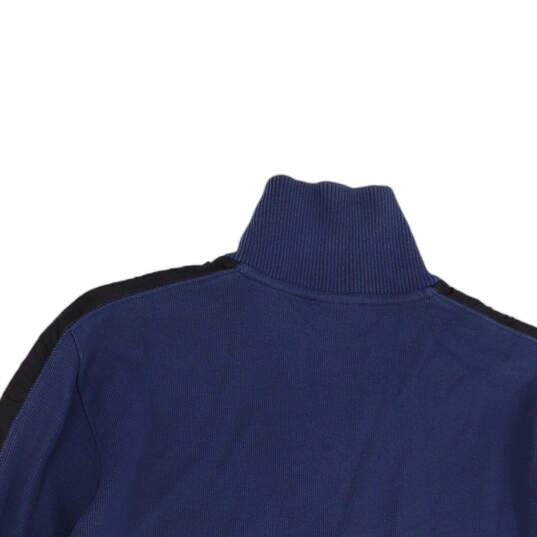 Mens Blue Knitted Mock Neck 1/4 Zip Long Sleeve Pullover Sweater Size M Reg image number 4