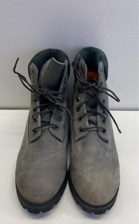 Buy the Timberland 6 Inch Gray Leather Lace Up Work Boots Men's Size 10 ...