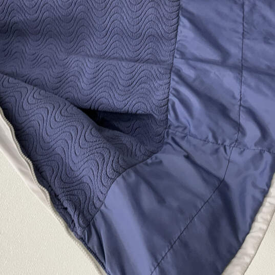 Womens Gray Long Sleeve Front Pockets Full-Zip Windbreaker Jacket Size L image number 4