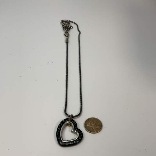 Designer Brighton Metra Silver-Tone Reversible Heart Shape Pendant Necklace image number 2