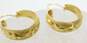 Elegant 14k Yellow Gold Brushed & Wheat Etched Hoop Earrings 3.6g image number 3