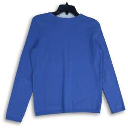 Talbots Womens Blue Ribbed V-Neck Long Sleeve Pullover Sweater Size Small alternative image