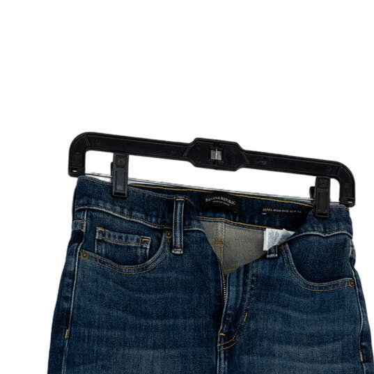 Womens Blue Medium Wash Denim Ultra High-Rise Slim Fit Skinny Jeans Sz 26P image number 3
