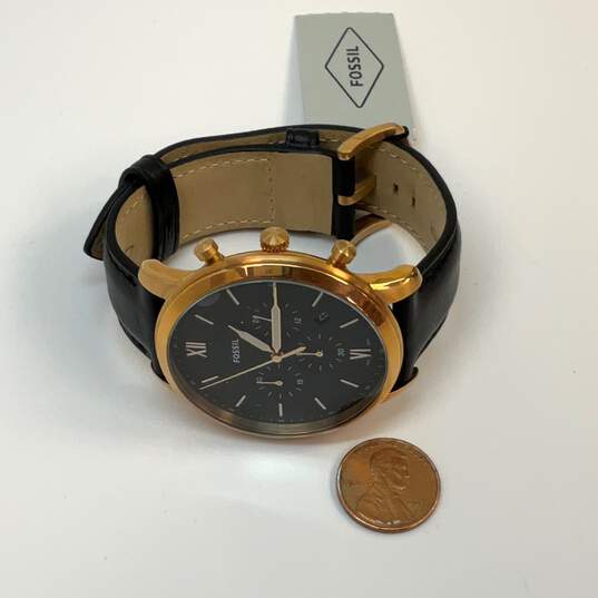 NWT Designer Fossil FS5381 Black Strap 12-Hour Dial Quartz Analog Wristwatch image number 2