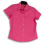 Womens Pink Short Sleeve Spread Collar Button-Up Shirt Size Small image number 1