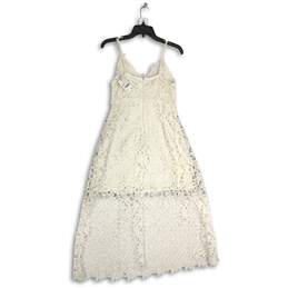 NWT Womens White Lace Spaghetti Strap Back Zip Midi A-Line Dress Size L alternative image