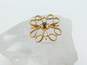 Vintage 10K Yellow Gold Sapphire Floral Swirl Brooch 2.0g image number 1